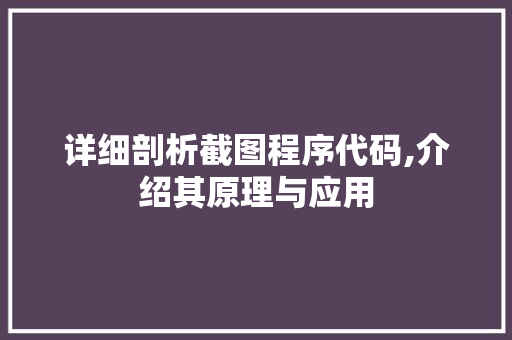 详细剖析截图程序代码,介绍其原理与应用