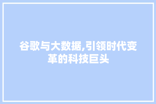 谷歌与大数据,引领时代变革的科技巨头