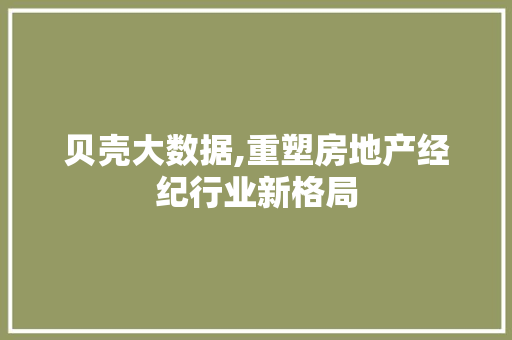 贝壳大数据,重塑房地产经纪行业新格局