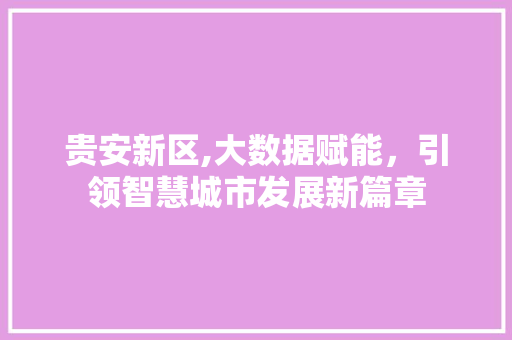 贵安新区,大数据赋能，引领智慧城市发展新篇章