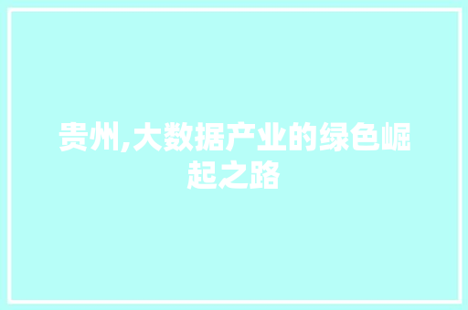 贵州,大数据产业的绿色崛起之路
