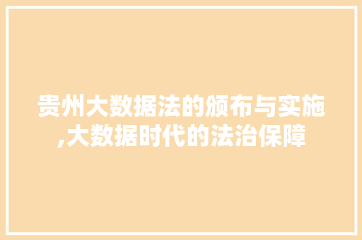 贵州大数据法的颁布与实施,大数据时代的法治保障