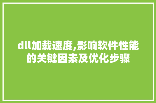 dll加载速度,影响软件性能的关键因素及优化步骤