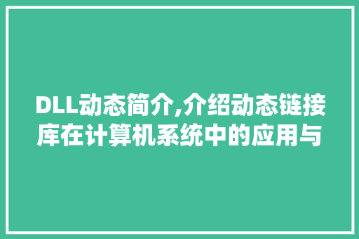 DLL动态简介,介绍动态链接库在计算机系统中的应用与价值