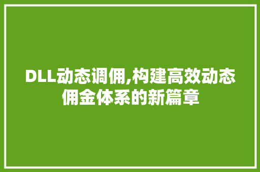 DLL动态调佣,构建高效动态佣金体系的新篇章