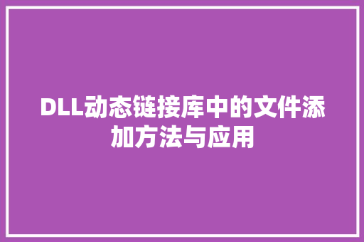 DLL动态链接库中的文件添加方法与应用