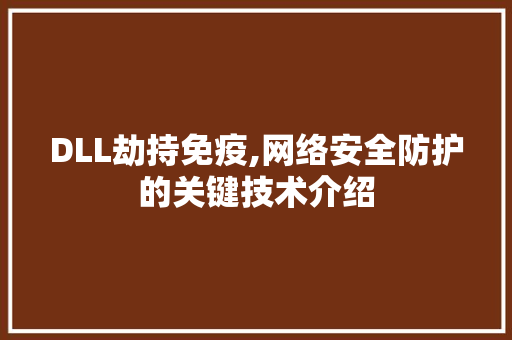 DLL劫持免疫,网络安全防护的关键技术介绍