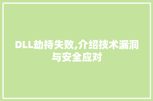 DLL劫持失败,介绍技术漏洞与安全应对 GoogleSEO