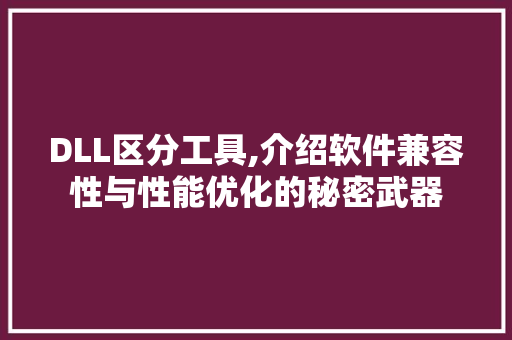 DLL区分工具,介绍软件兼容性与性能优化的秘密武器