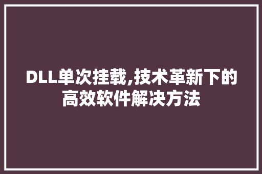 DLL单次挂载,技术革新下的高效软件解决方法