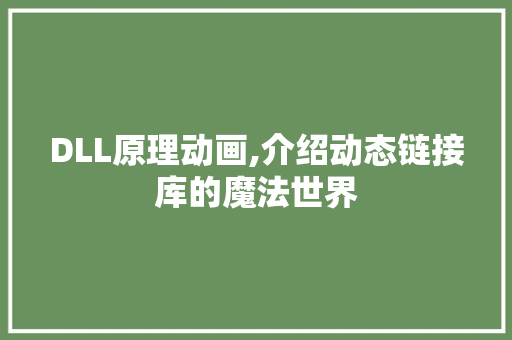 DLL原理动画,介绍动态链接库的魔法世界
