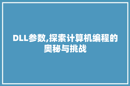 DLL参数,探索计算机编程的奥秘与挑战