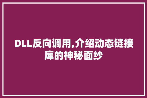 DLL反向调用,介绍动态链接库的神秘面纱