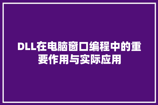 DLL在电脑窗口编程中的重要作用与实际应用