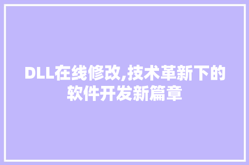 DLL在线修改,技术革新下的软件开发新篇章