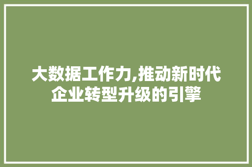 大数据工作力,推动新时代企业转型升级的引擎
