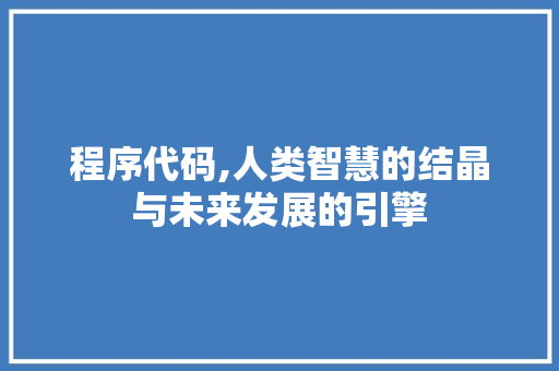 程序代码,人类智慧的结晶与未来发展的引擎