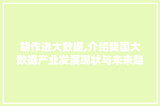 胡作进大数据,介绍我国大数据产业发展现状与未来趋势 搜狗SEO