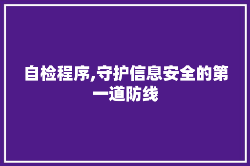 自检程序,守护信息安全的第一道防线