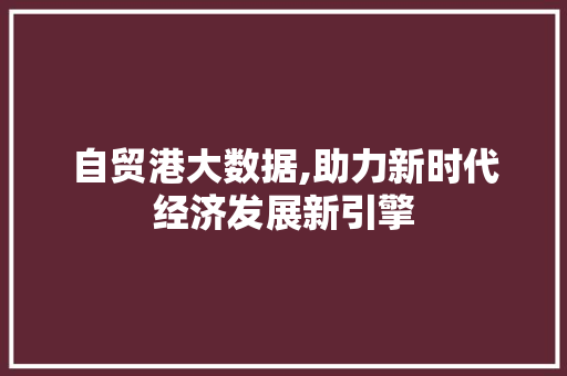 自贸港大数据,助力新时代经济发展新引擎
