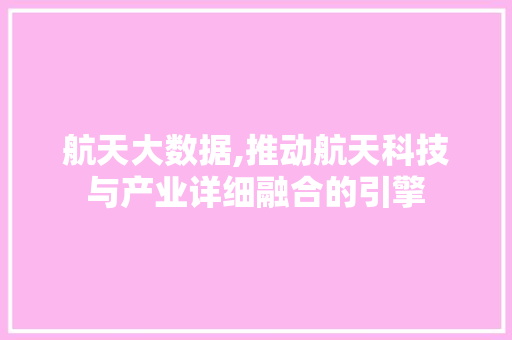 航天大数据,推动航天科技与产业详细融合的引擎