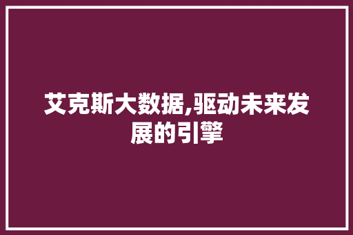 艾克斯大数据,驱动未来发展的引擎