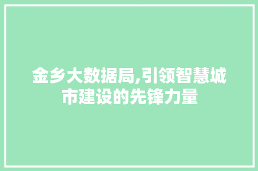 金乡大数据局,引领智慧城市建设的先锋力量 搜狗SEO