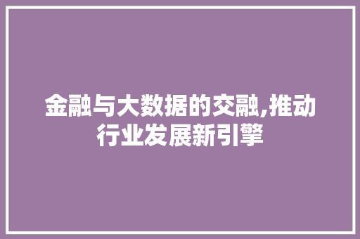 金融与大数据的交融,推动行业发展新引擎 百度SEO