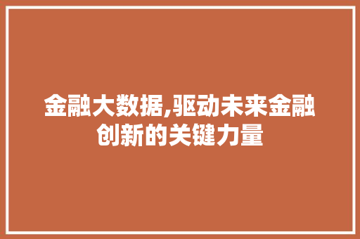 金融大数据,驱动未来金融创新的关键力量 百度SEO