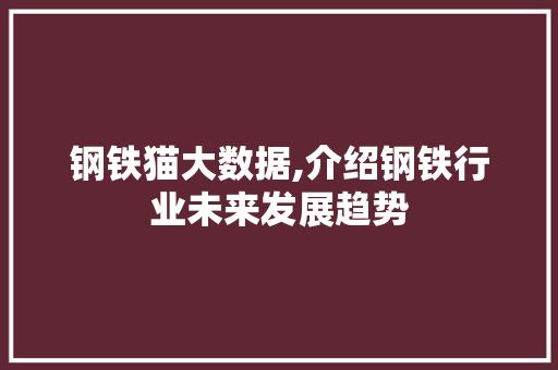 钢铁猫大数据,介绍钢铁行业未来发展趋势