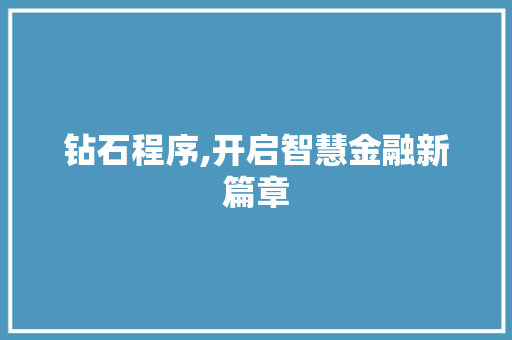 钻石程序,开启智慧金融新篇章