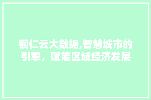 铜仁云大数据,智慧城市的引擎，赋能区域经济发展