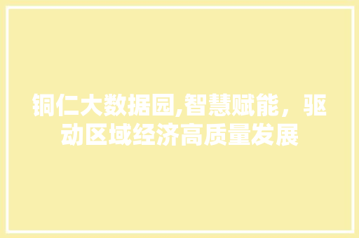 铜仁大数据园,智慧赋能，驱动区域经济高质量发展 百度SEO