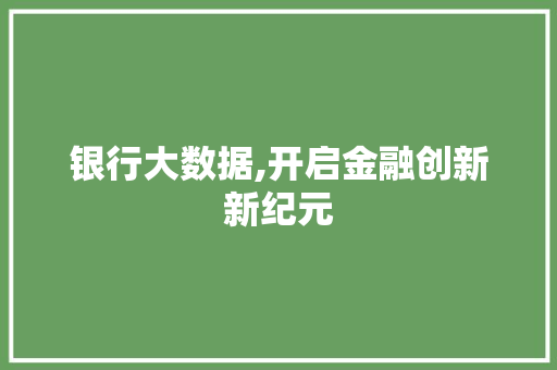 银行大数据,开启金融创新新纪元