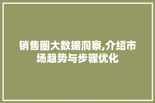 销售圈大数据洞察,介绍市场趋势与步骤优化