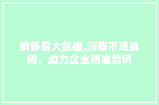 销售易大数据,洞察市场脉搏，助力企业精准营销 搜狗SEO