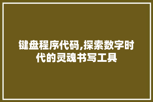 键盘程序代码,探索数字时代的灵魂书写工具