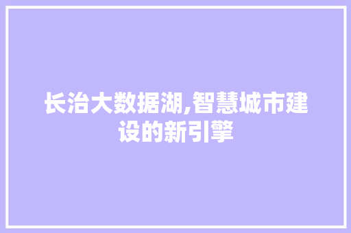 长治大数据湖,智慧城市建设的新引擎