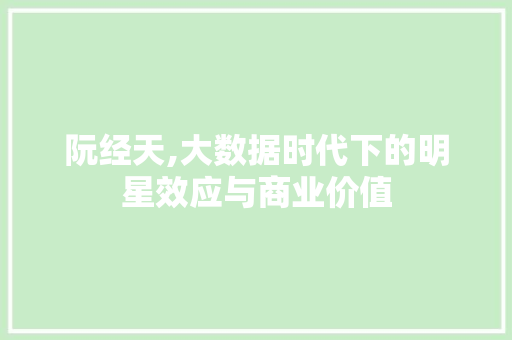 阮经天,大数据时代下的明星效应与商业价值