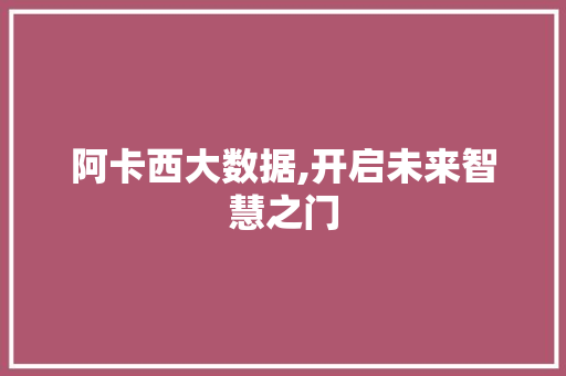 阿卡西大数据,开启未来智慧之门 GoogleSEO