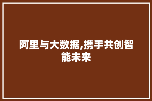 阿里与大数据,携手共创智能未来