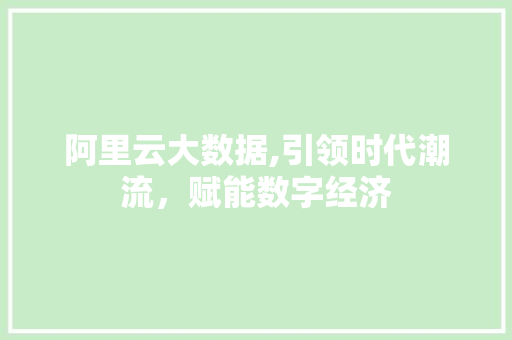 阿里云大数据,引领时代潮流，赋能数字经济