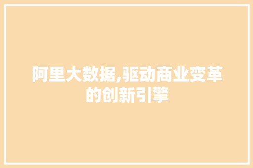 阿里大数据,驱动商业变革的创新引擎