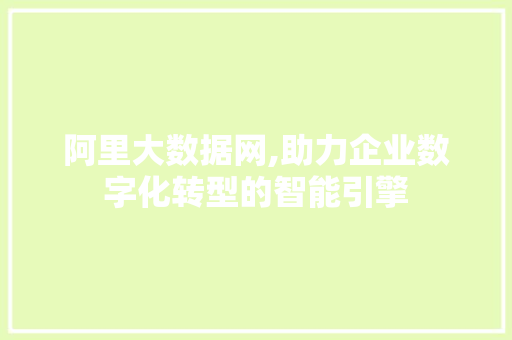 阿里大数据网,助力企业数字化转型的智能引擎