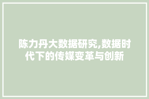 陈力丹大数据研究,数据时代下的传媒变革与创新