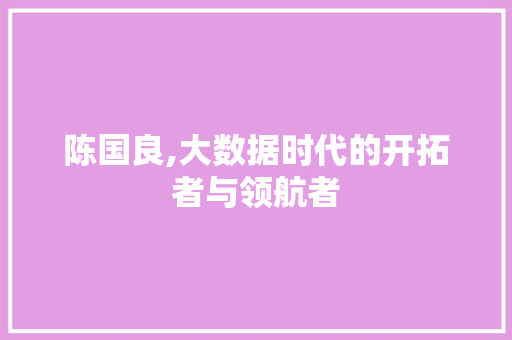 陈国良,大数据时代的开拓者与领航者