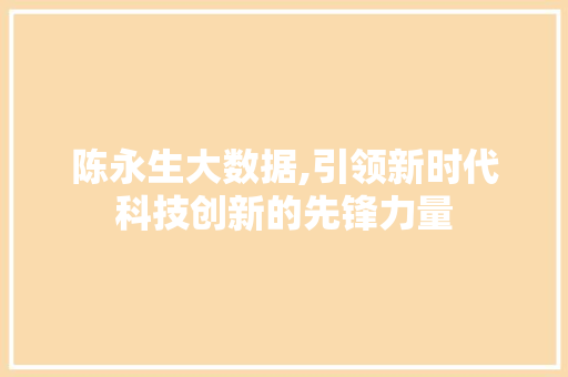 陈永生大数据,引领新时代科技创新的先锋力量 百度SEO