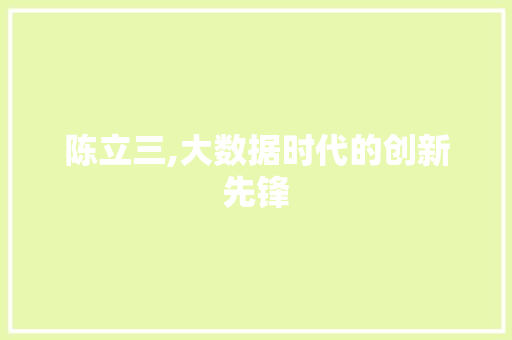 陈立三,大数据时代的创新先锋