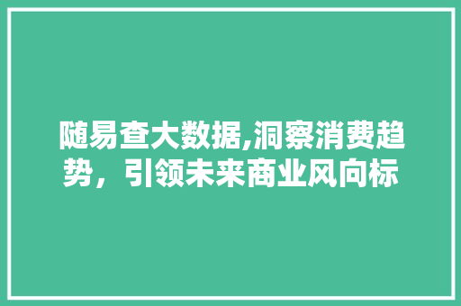 随易查大数据,洞察消费趋势，引领未来商业风向标