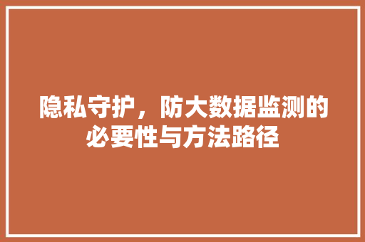 隐私守护，防大数据监测的必要性与方法路径